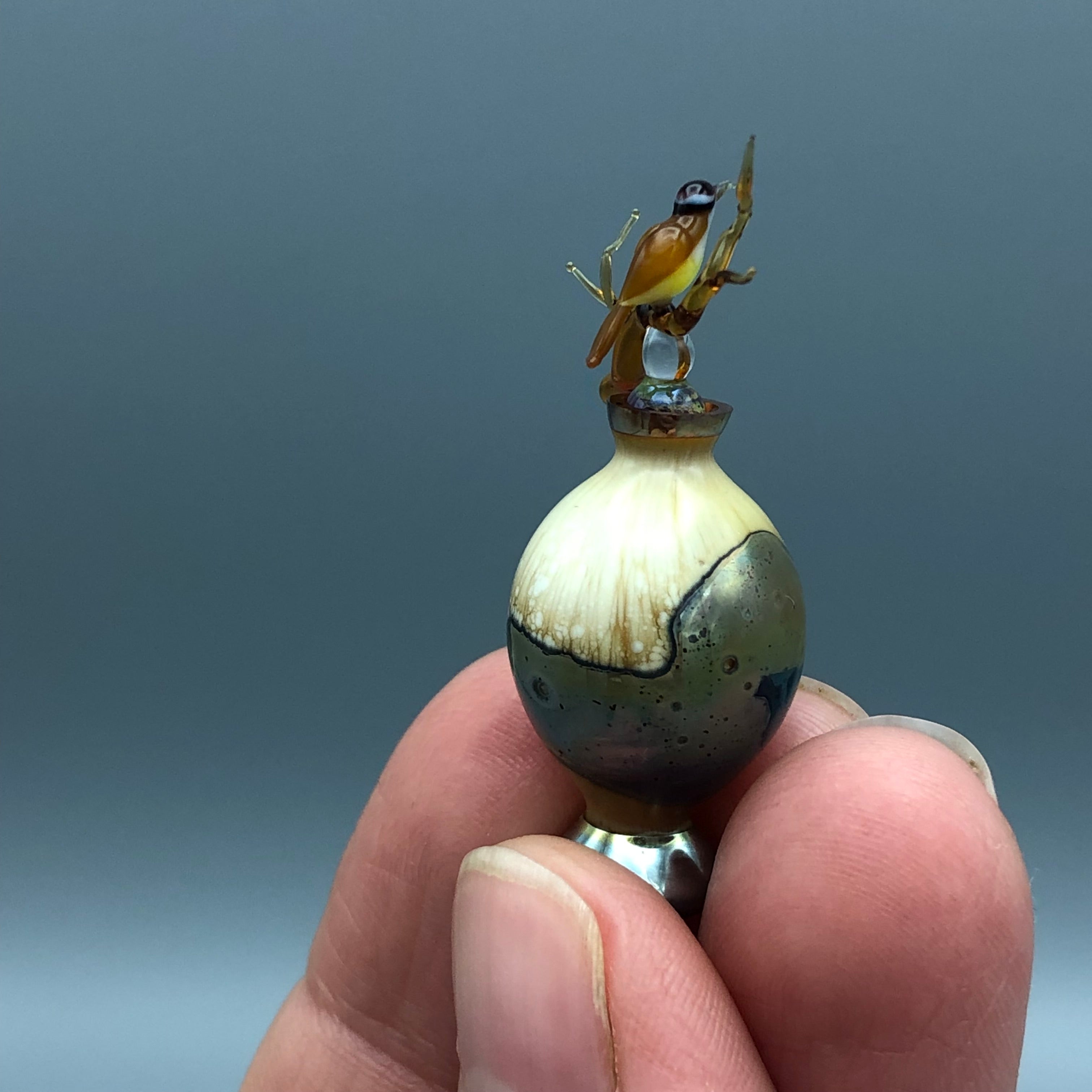 Miniatura de Cristal Jarrón con ave