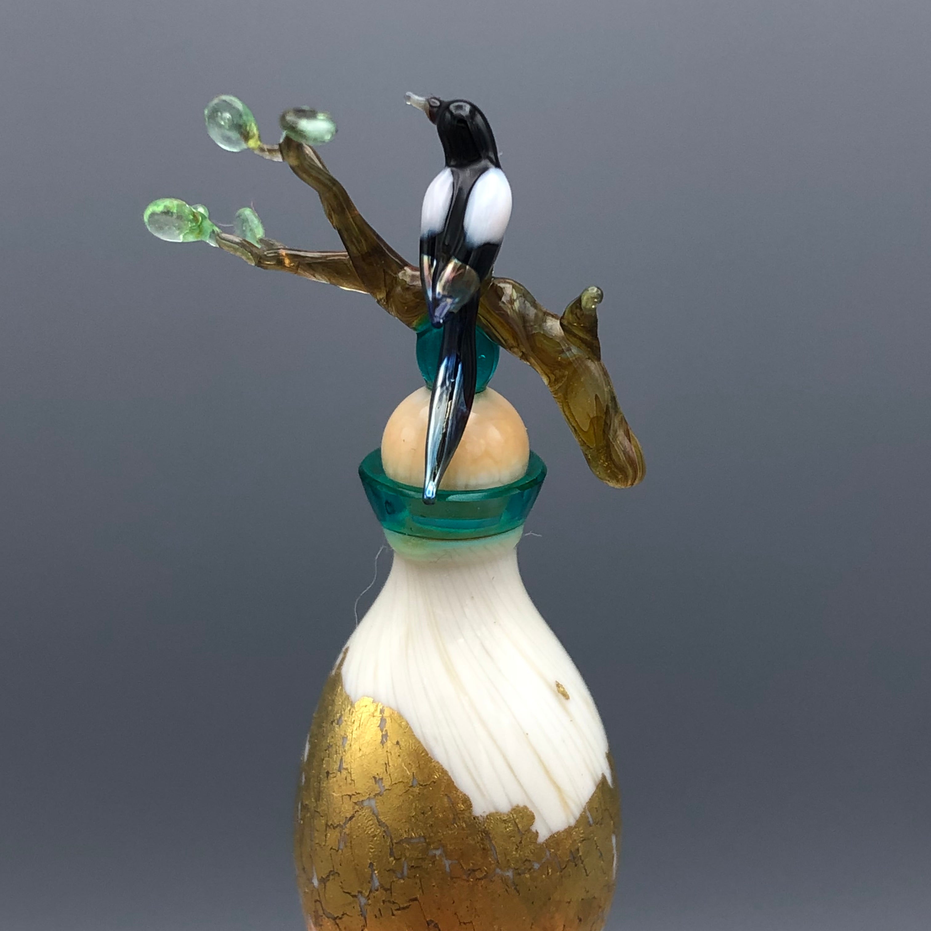 Miniatura de Cristal Jarrón con ave