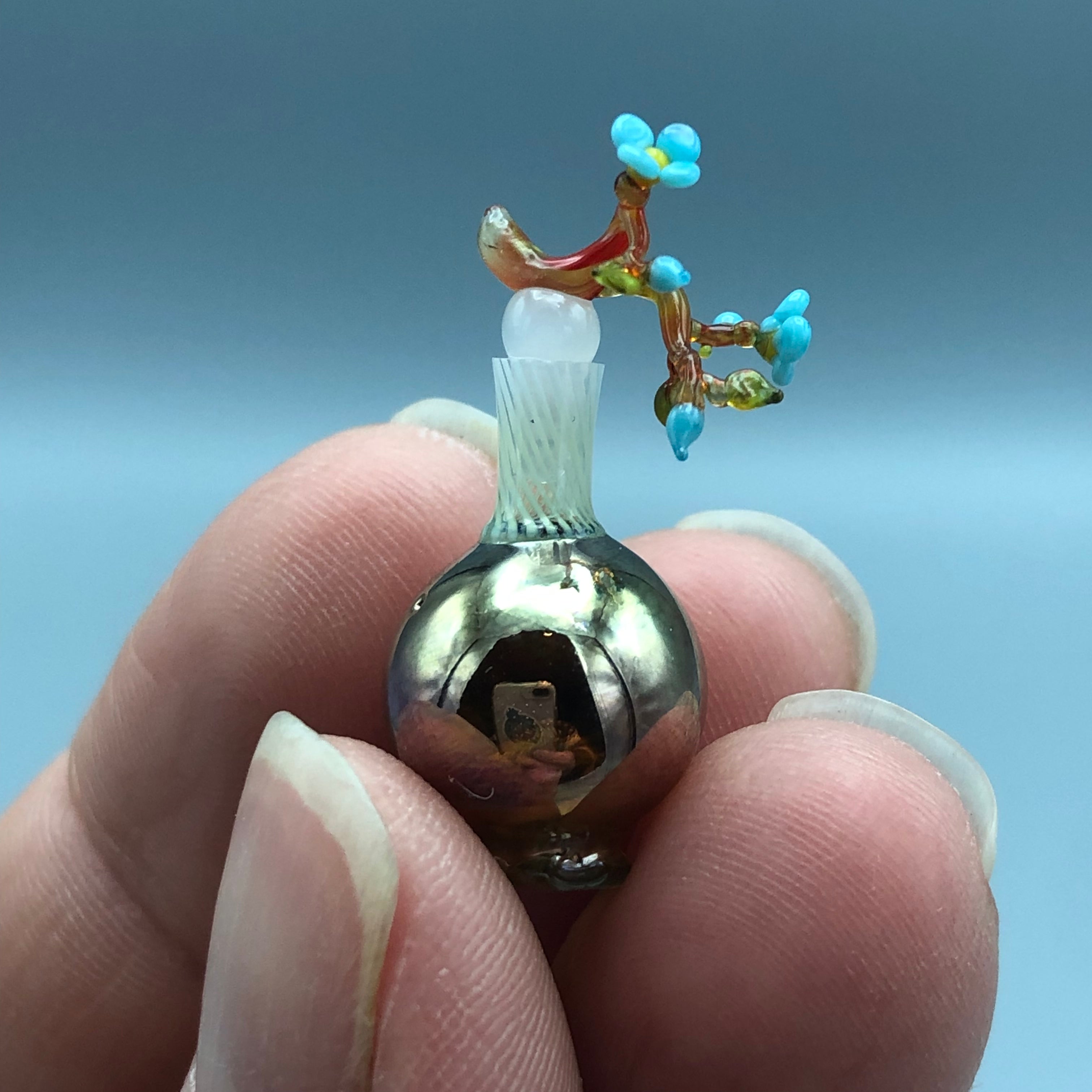 Miniatura de Cristal Jarrón con Rama