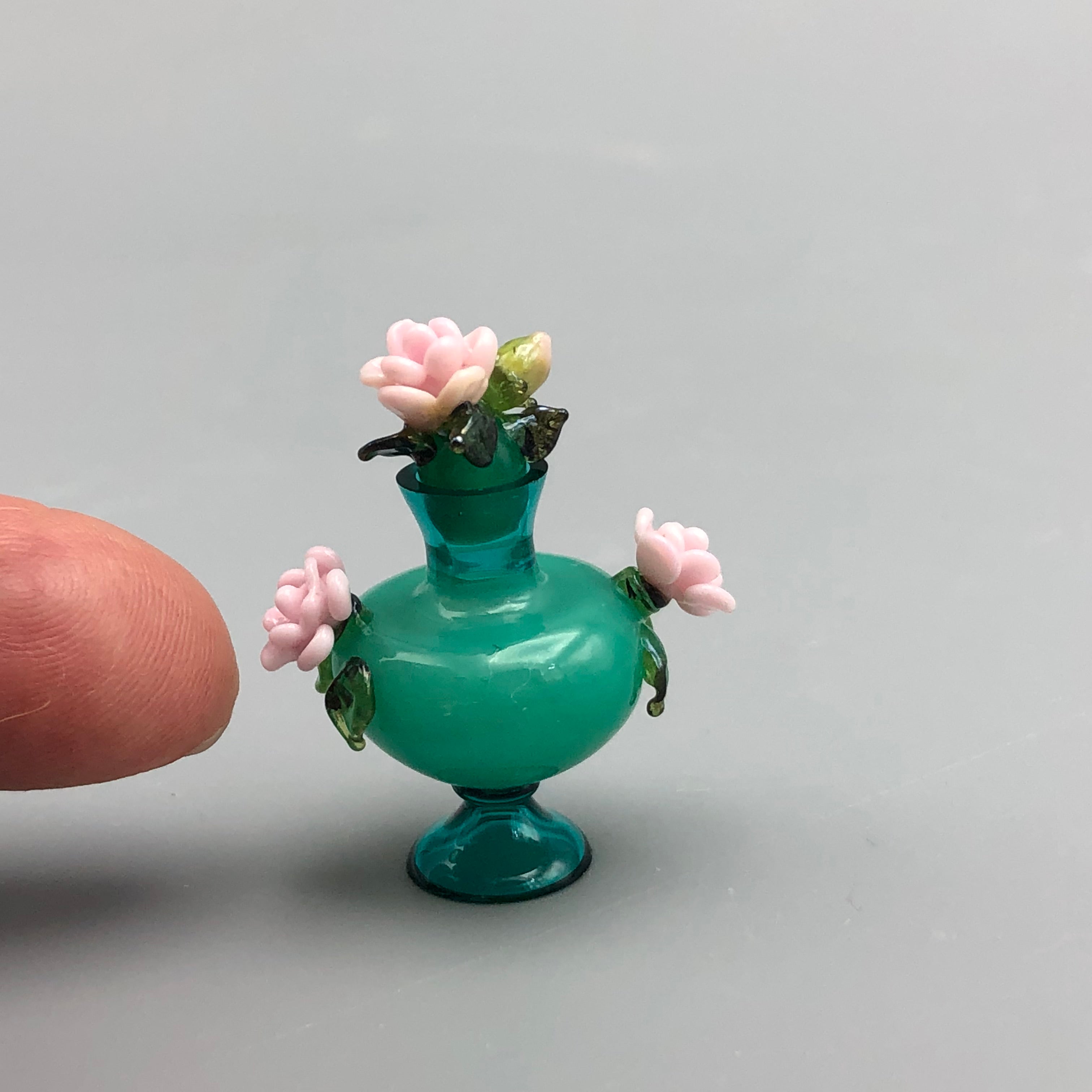 Miniatura de Cristal Jarrón Rosas