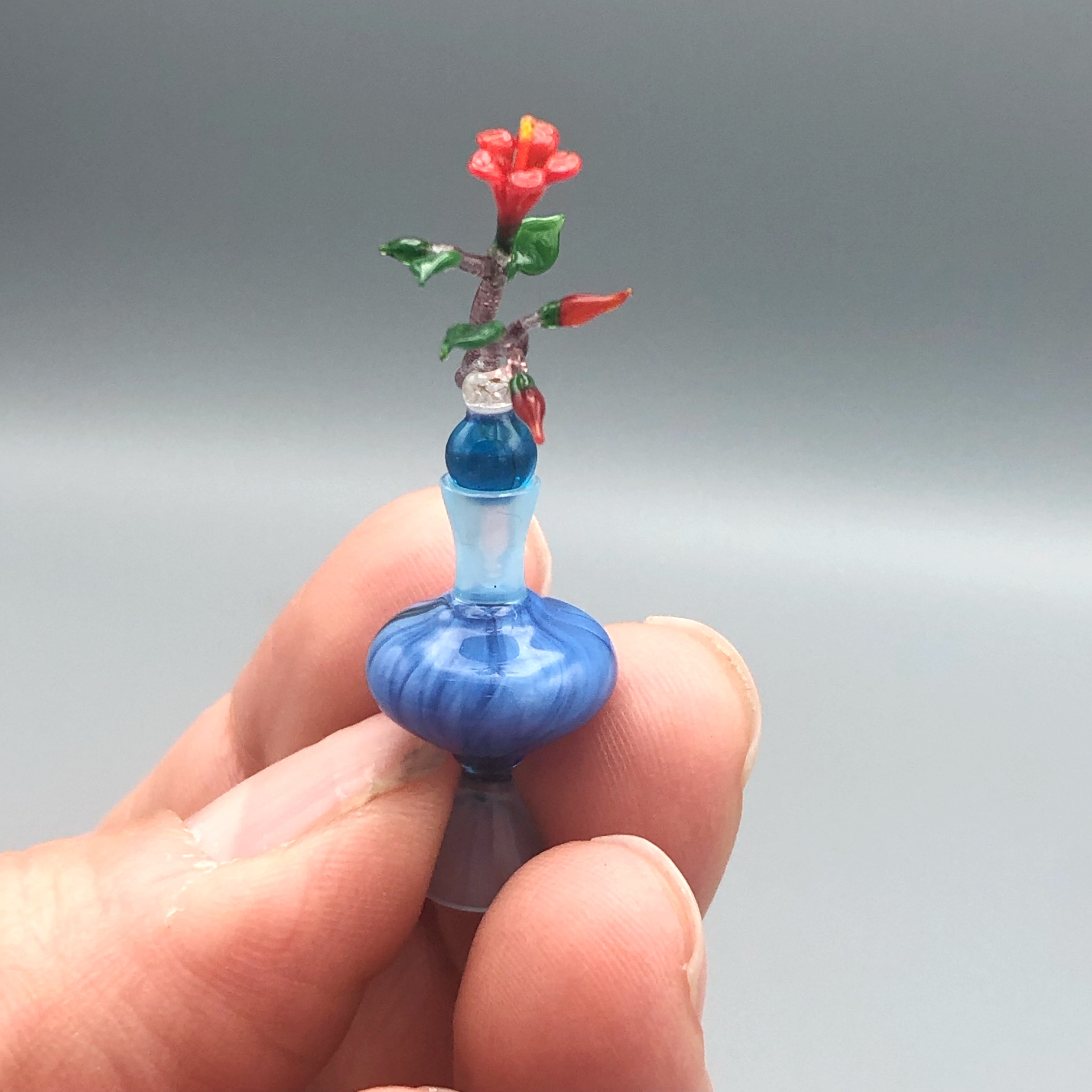 Miniatura de Cristal Jarrón con Flor Hibiscus