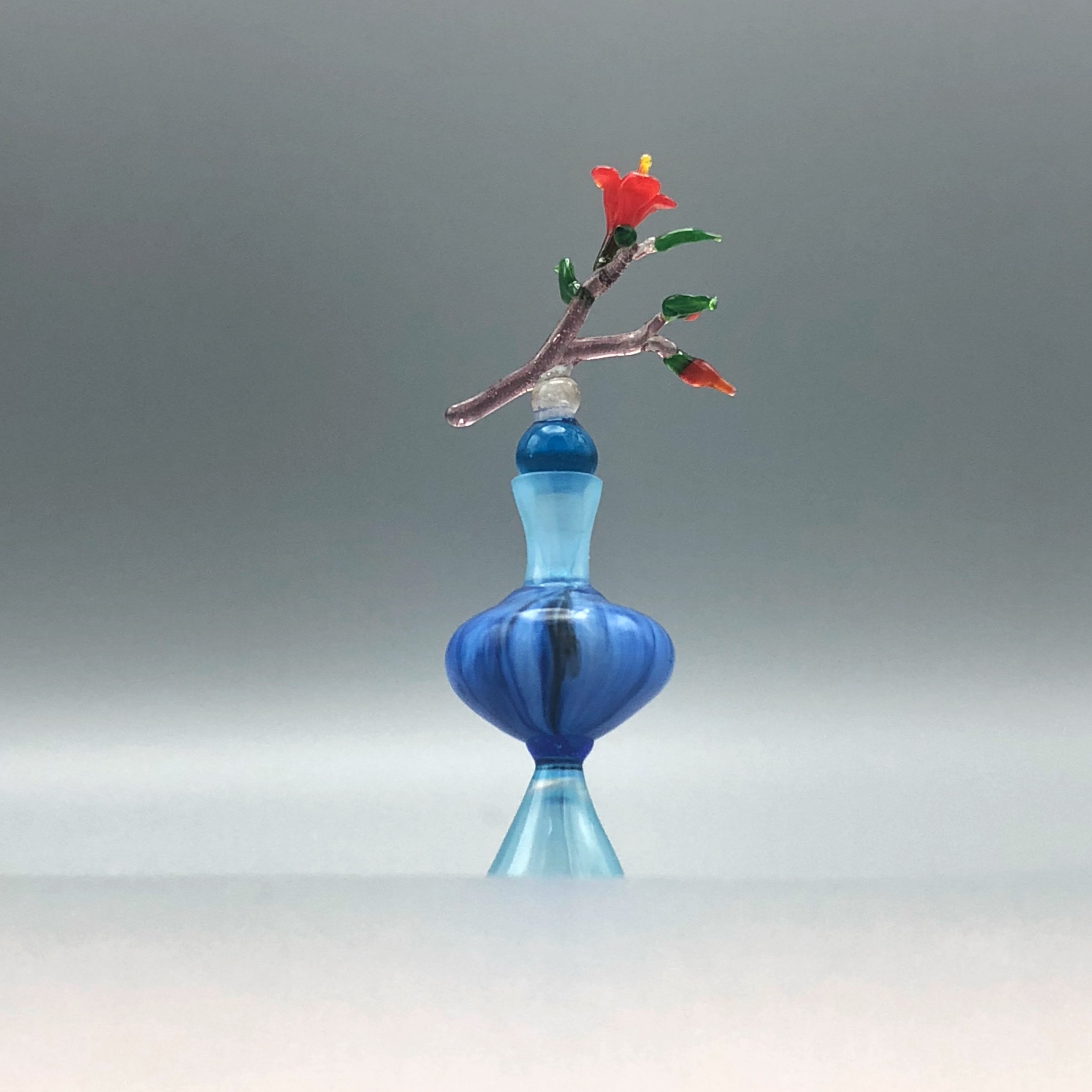 Miniatura de Cristal Jarrón con Flor Hibiscus
